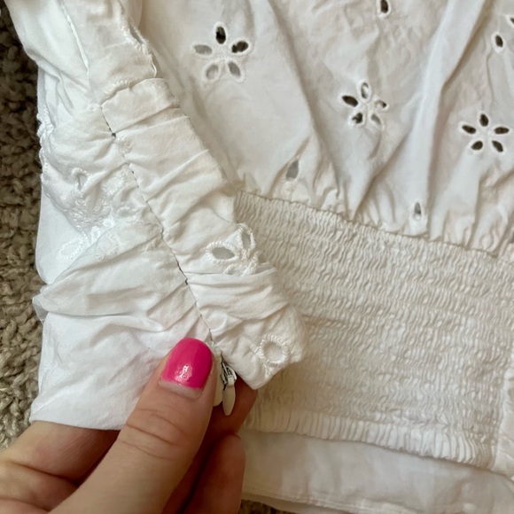 Zara White Embroidered Eyelet Crop Top - Picture 7 of 7